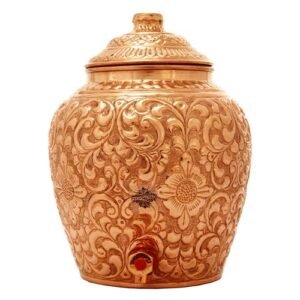 Copper Designer Embossed Water Pot 13 Ltr